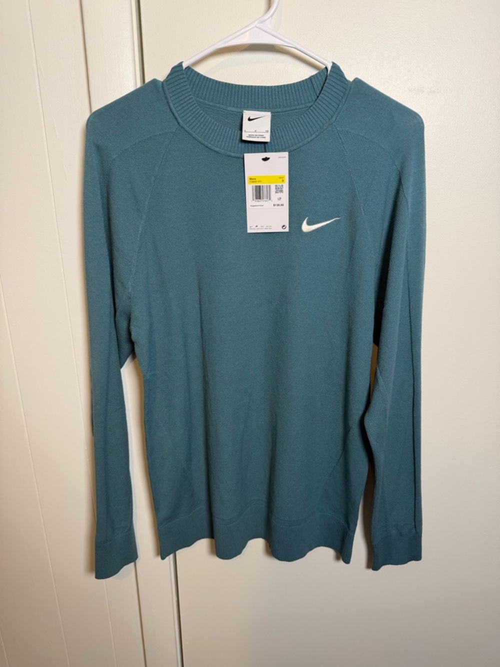 Nike Teal Knit Crewneck Sweater with White Swoosh
